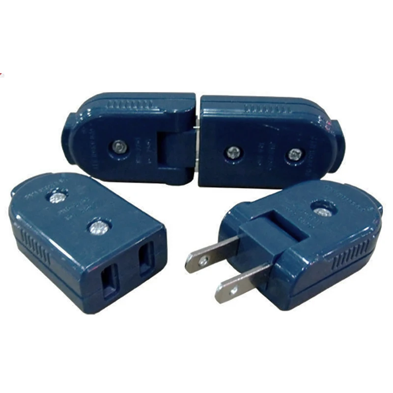 1-10PCS JHD-2201 US NEMA Plug 10A 250V 2 Pin Assembled Rewirable American Power Plug For Japan US AC Electrical Wiring Connector