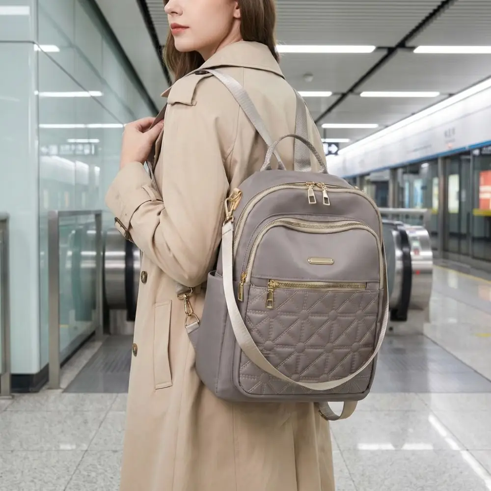 Oxford Cloth Simple Luxury Backpack Small Pack Multi-functional Solid Color Shoulder Bag Korean Style Solid Color Retro Backpack