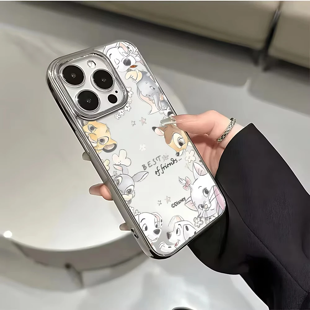 Luxury Lovely Cartoon Animals Clear Phone Case For iPhone 16e 16 15 14 13 12 11 Pro Max XS Max XR Shockproof Plating Back Cover