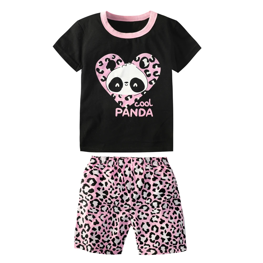 Girls Cool Panda Home Clothes Kids Cartoon Priting Pajamas Children Monster Dinosaur Sleepwear Unicorn Pijama For 2-12 Years