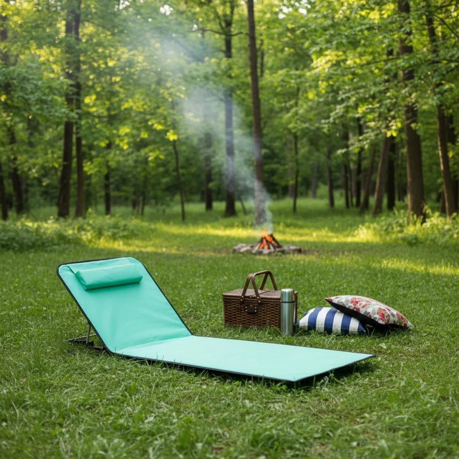 Outdoor Beach Cushion Five-position Folding Chair Sun Lounger Beach Mat for Park Poolside Vacation