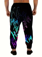 Summer Men's Neon Gradient HAHA 3D Print Jogger Pants Quick Drying Breathable Elastic Waist Loose Fit Casual Trousers for Kids 2