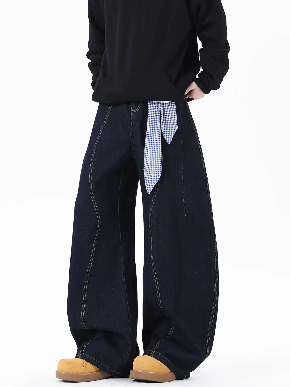 بنطلون جينز نسائي أزرق داكن Y2k مضيئة هاراجوكو عتيق فضفاض صديقها من قماش الدنيم بنطلون جينز جاكار على الطراز الياباني 2000s 2025