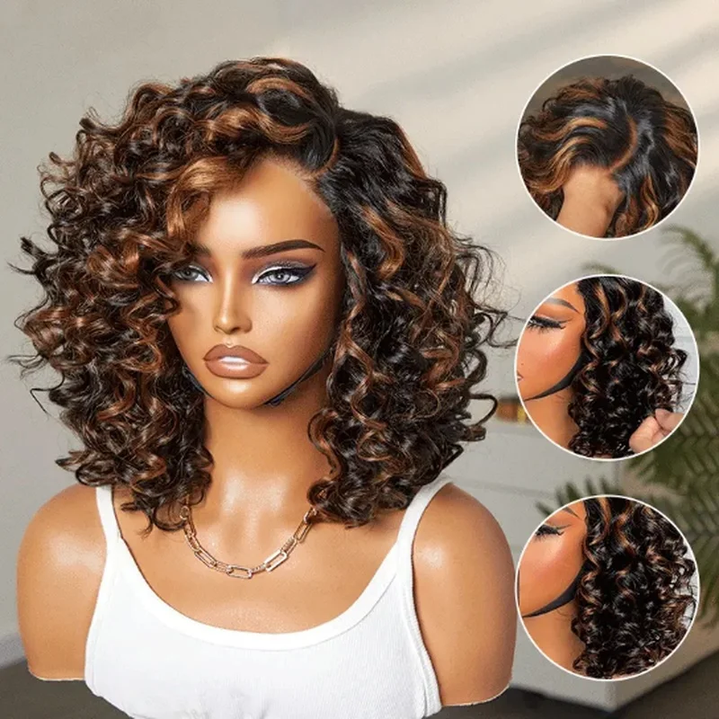 hair wig remy glueless wig women Blonde with short wavy style