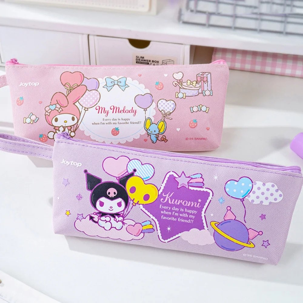 Sac de rangement multi-usage authentique Kuromi, trousse à crayons à fermeture éclair Kawaii Sanrio, trousse de toilette de voyage pour fournitures scolaires, cadeaux d'anniversaire