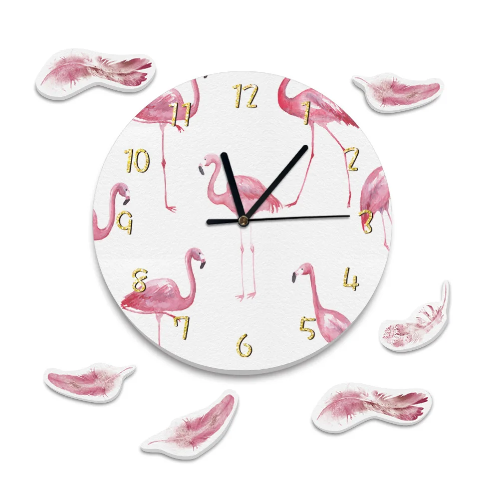 

Funlife Fairy Tale Forest Watercolor Wind Children Wall Clock Pink Flamingo Home Silent Wall Clock SWC019