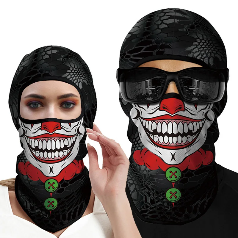 Halloween Masks 3D Printed Balaclava Men Women Cycling Skull Full Face Mask Hiking Camping Hunting Cap Neck Head Face Warm Cover