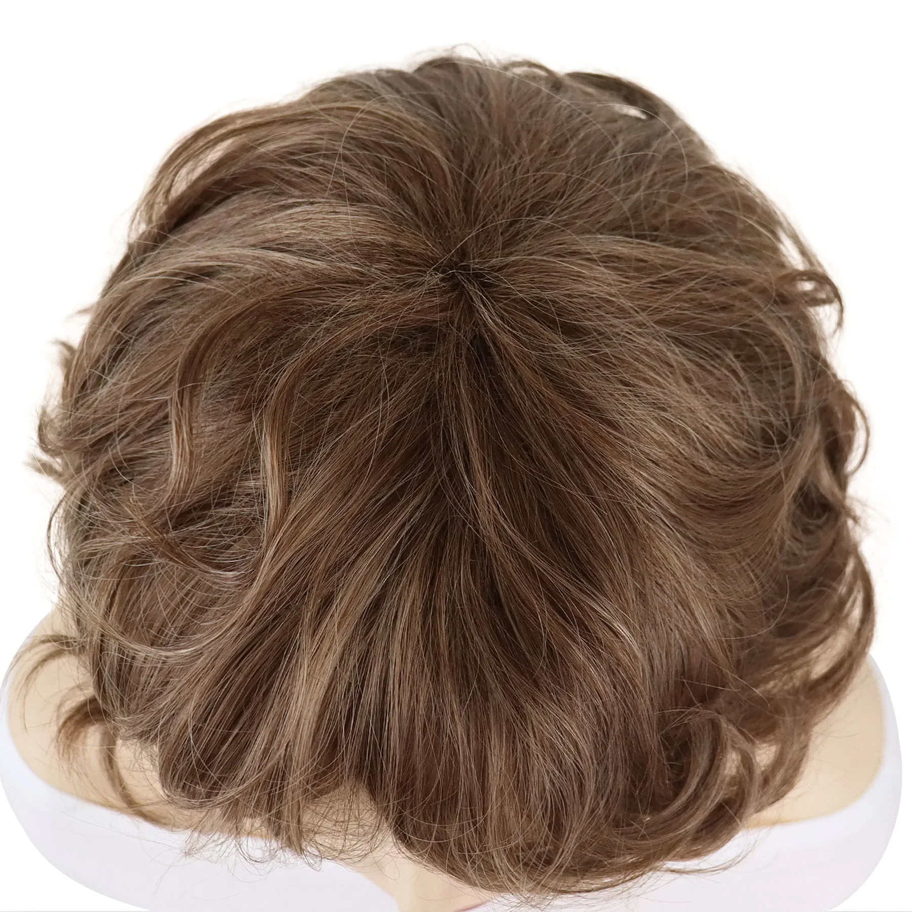 Synthetic Hair Curly Short Wigs for Women Brown Wig with Bangs Natural Hairstyles Mommy Wig Short Fluffy Wigs for Christmas Gift