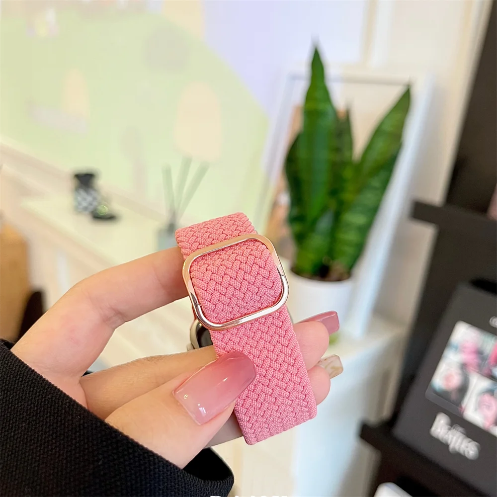 Cute Adjustable Elastic Woven Slide Buckle Band For Apple Watch 9 8 7 6 5 4 3 2 SE Ultra Strap For iWatch 41mm 49 45 42 40 38 image 4