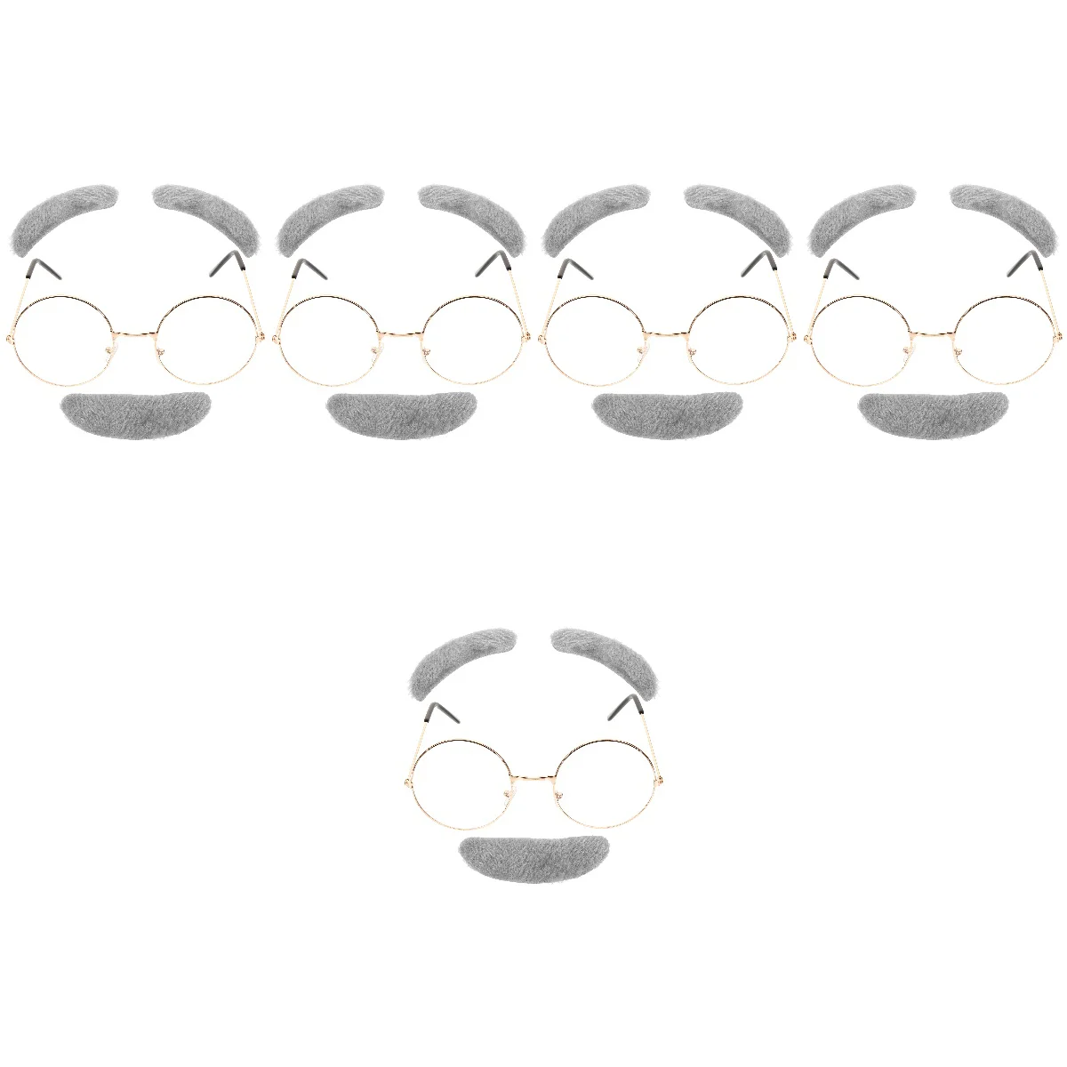 5 Sets Fake Beard Kit Bekleidung Puffs Alter Mann Kostüm für Jungen Kinder 100 Tage Schuljahr Kleinkind Gesicht