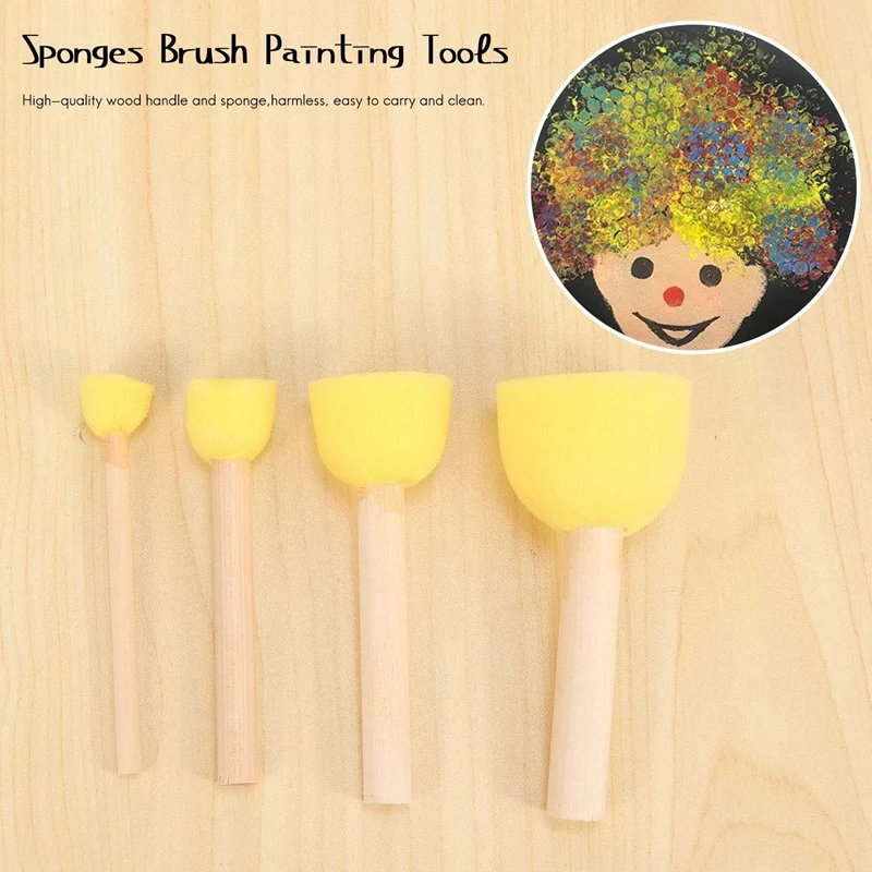 ABGG-48-Piece Round Sponge Brush Set-Children's Painting Tools-Sponge Painting Stippler Set 4 Sizes Of DIY Painting Tools