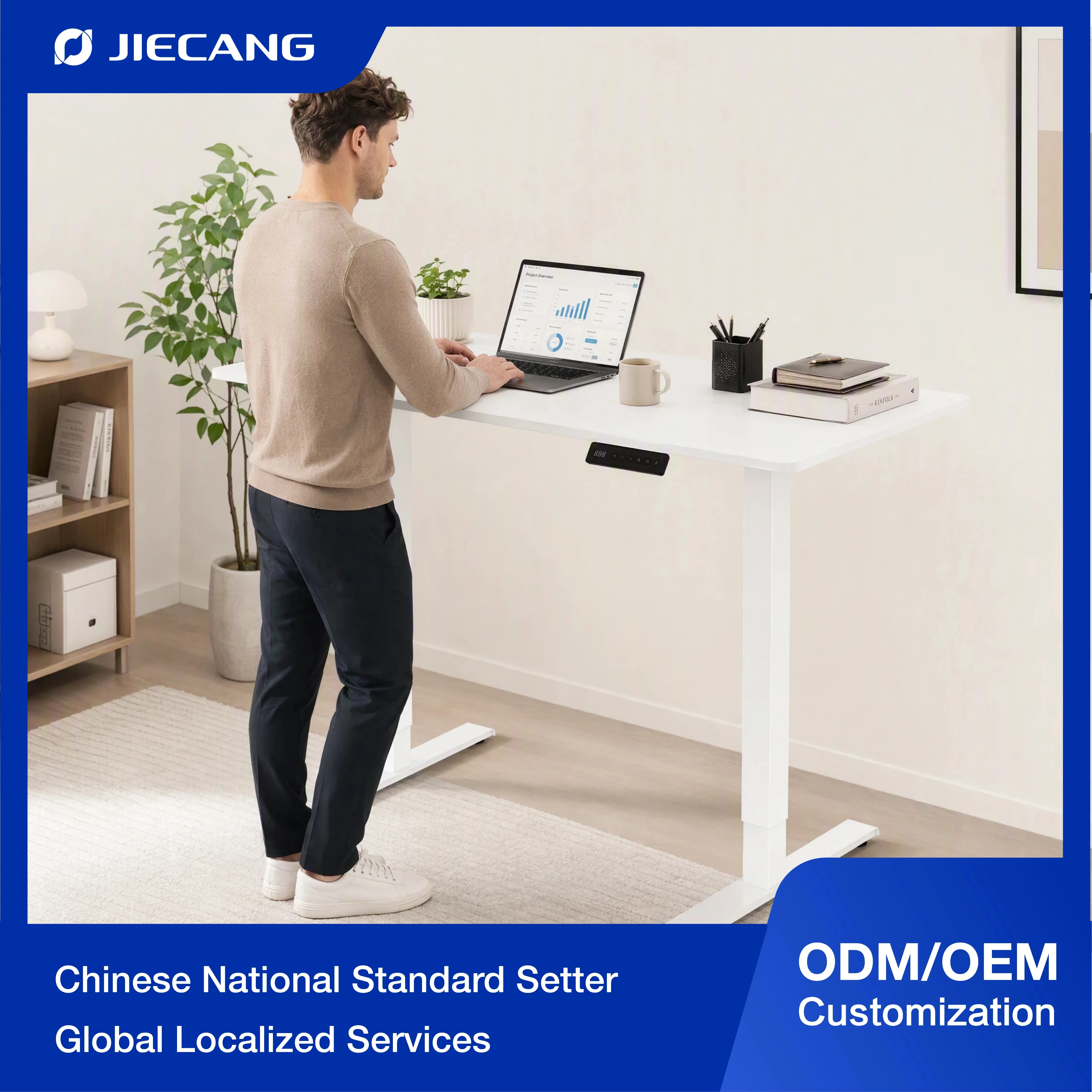Smart Quiet Motor Electric Standing Desk 2-Stage Lifting Adjustable Height Desk For Home Office
