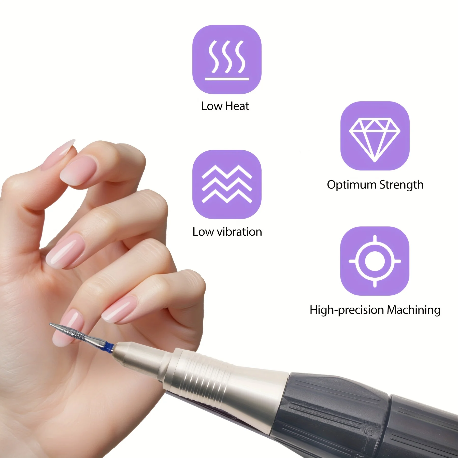 10 pz/set Diamante Sabbia Lime per unghie Trapano Punta per lucidatura per cuticole Testa per molatura per unghie Set manicure elettrico per la rimozione dell'acrilico