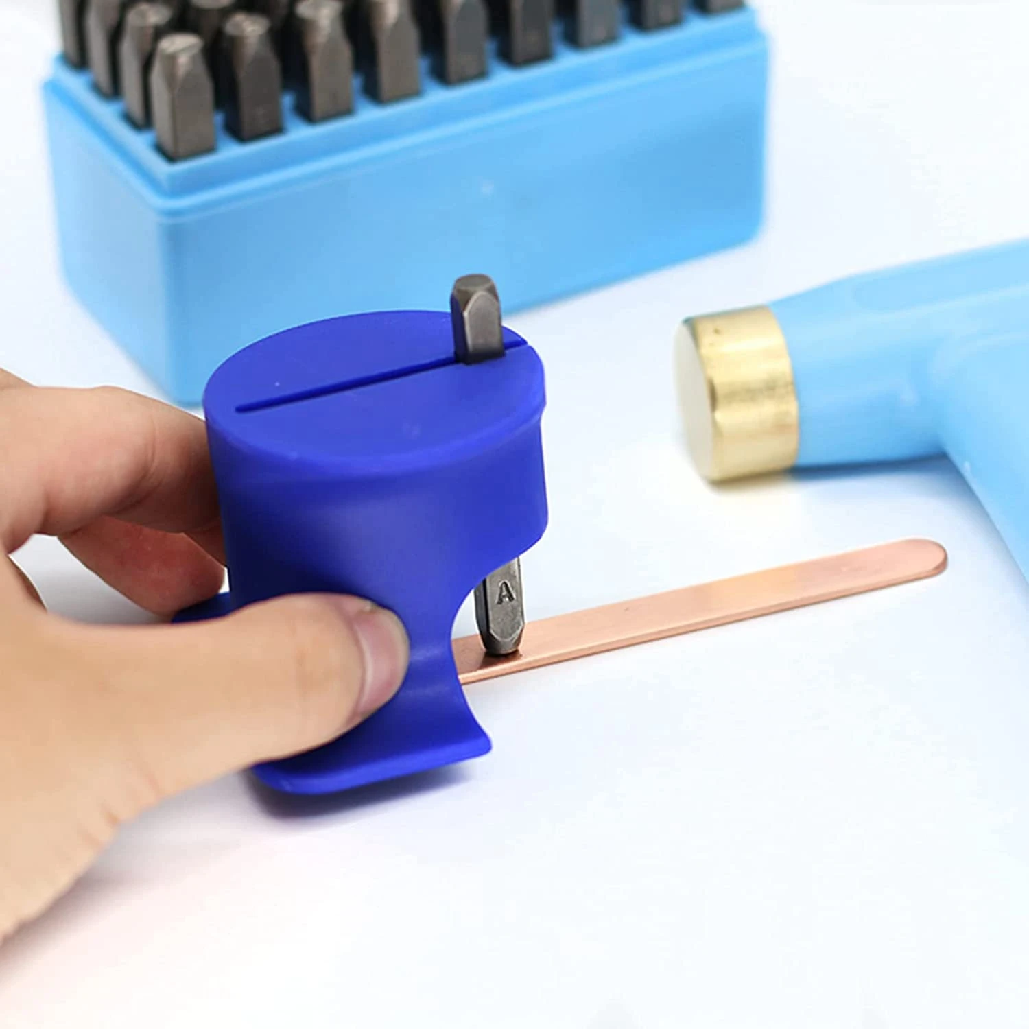 A44I-Colcolo Metal Stamping Fixture Strike Jig Handguard DIY For Steel Bench Block Hand Stamping