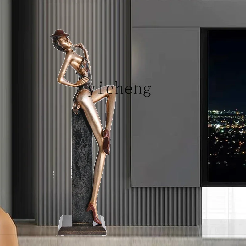 

XL figure sculpture American entrance living room TV cabinet floor ornament hotel clubhouse soft decoration