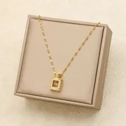 1 Piece Fashionable Stainless Steel Perfume Bottle Pendant Necklace Women Luxury Zircon Inlay joyeria acero inoxidables premium