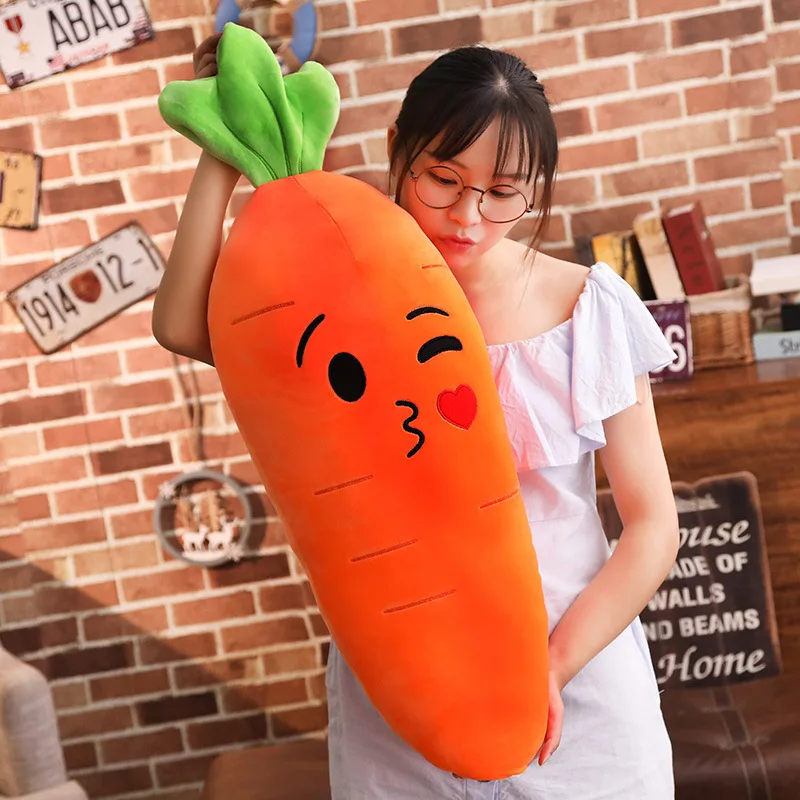 Creative Carrot Plush Toy with Cute Expression Plants Stuffed Dolls Soft Long Sleeping Pillow Home Decoration Birthday Gifts