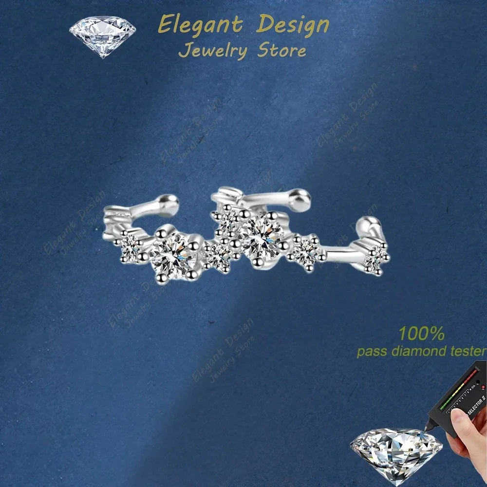 

Engagement 0.64CT Moissanite Women PT950 Platinum Clip Earrings Wedding Fine Jewelry Diamond Girlfriend Birthday Gift Daughter