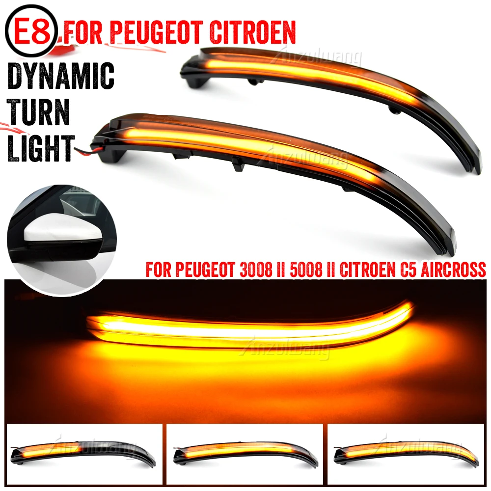 

2 PiecesDynamic Turn Signal Light For PEUGEOT 5008 Dynamic Blinker LED Turn Signal Lights 2017-2021 For Peugeot 5008 II