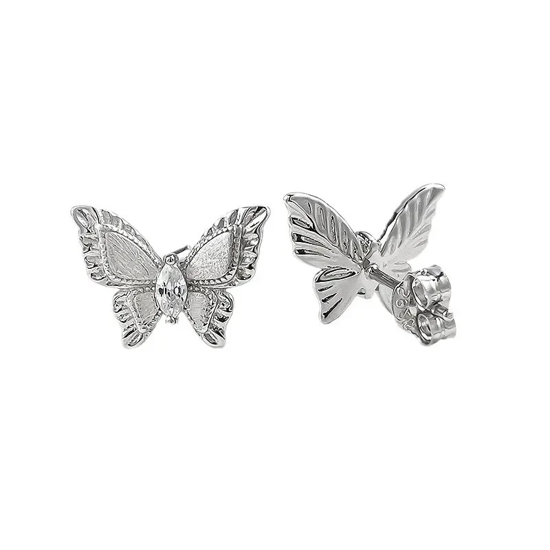 S925 Pure Silver Plant Series Gulas Dreamy Butterfly Earrings Fashionable and Versatile High-end Earrings