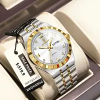 POEDAGAR, reloj de lujo para hombre de negocios, resistente al agua, luminoso, con fecha semanal, reloj de pulsera para hombre, relojes de cuarzo de moda de acero inoxidable para hombre