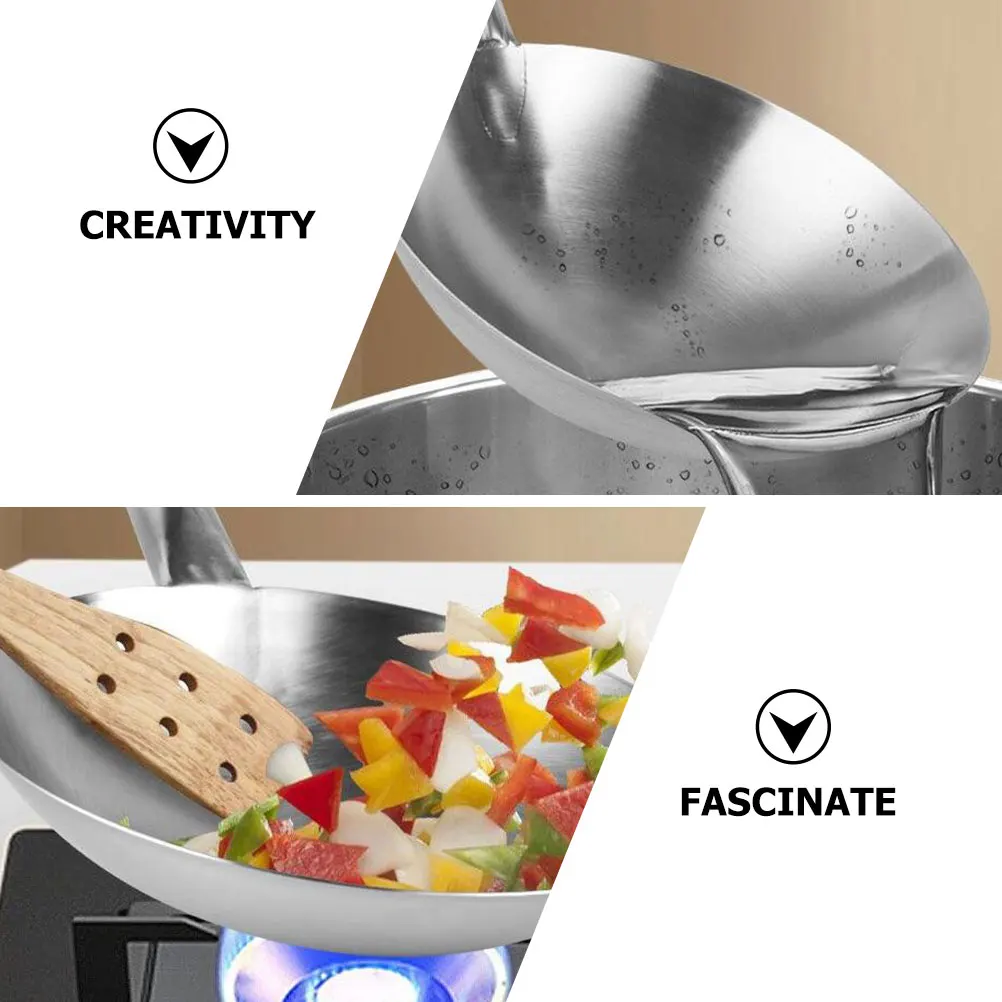 

Stainless Steel Wok Pan Heavy Duty Fry Steam Cook -Resistant Kitchen Cookware Accessory For Gas Induction Stove