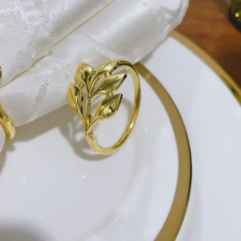 1pc Gold Leaf Napkin Rings Fall Napkin Holder for Hotel Wedding Dinnig Table Decoration Napkin Buckles