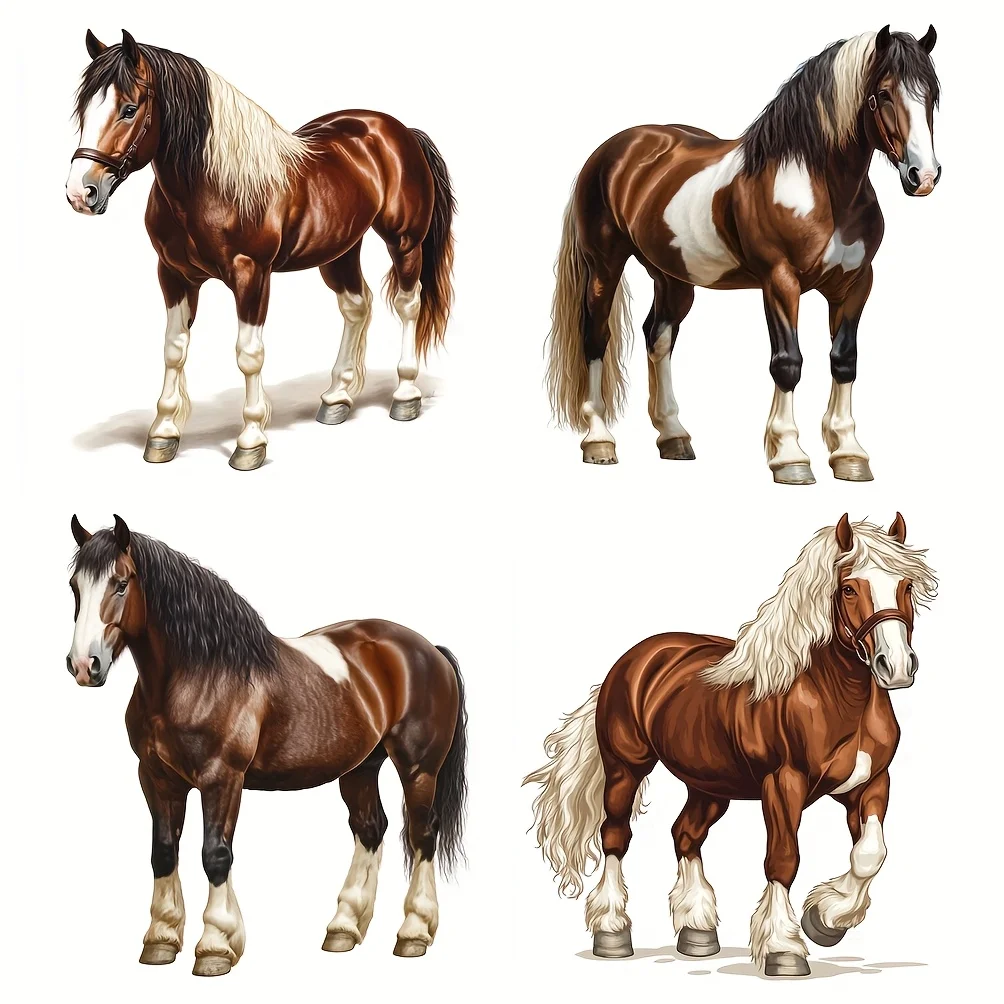 

4-in-1 Draft Horse Waterproof Vinyl Stickers, Animal Decals for Car, Motorcycle & Bumper Decor