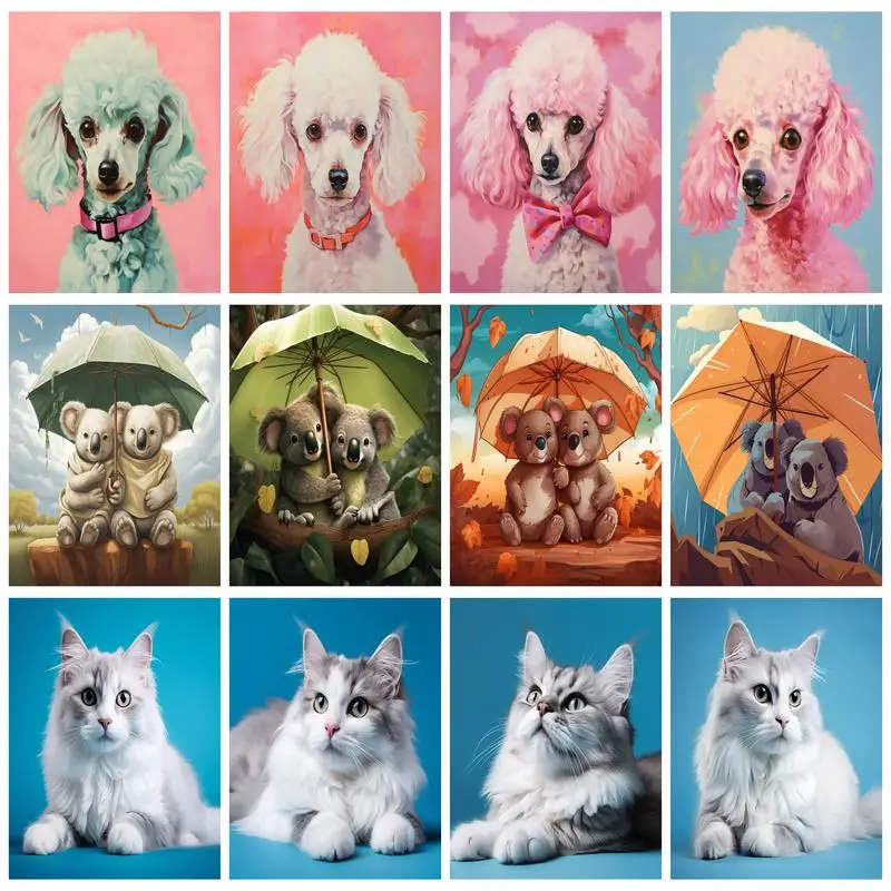 

RUOPOTY DIY Diamond Painting Animal Art Dog Mosaic Full Square Round Embroidery Rhinestones Cross Stitch Home Decor