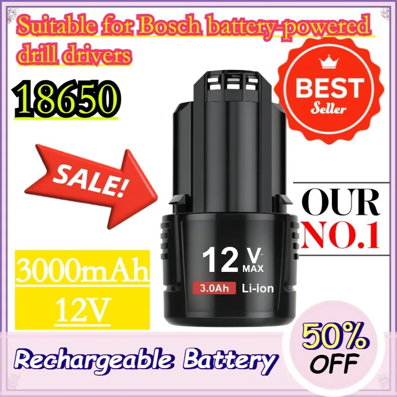 3000mAh 12V High Capacity Lithium Replacement Battery For Bosch TSR1080-2-LI GSR120 GDR Cordless Drill Spare Pack