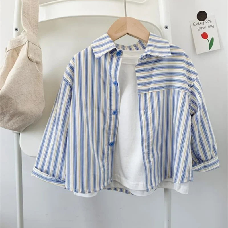 

Girls Baby's Kids Blouse Coat Jacket Outwear 2024 Stripe Spring Autumn Shirts Cotton High Quality Christmas Gift Children's Clot