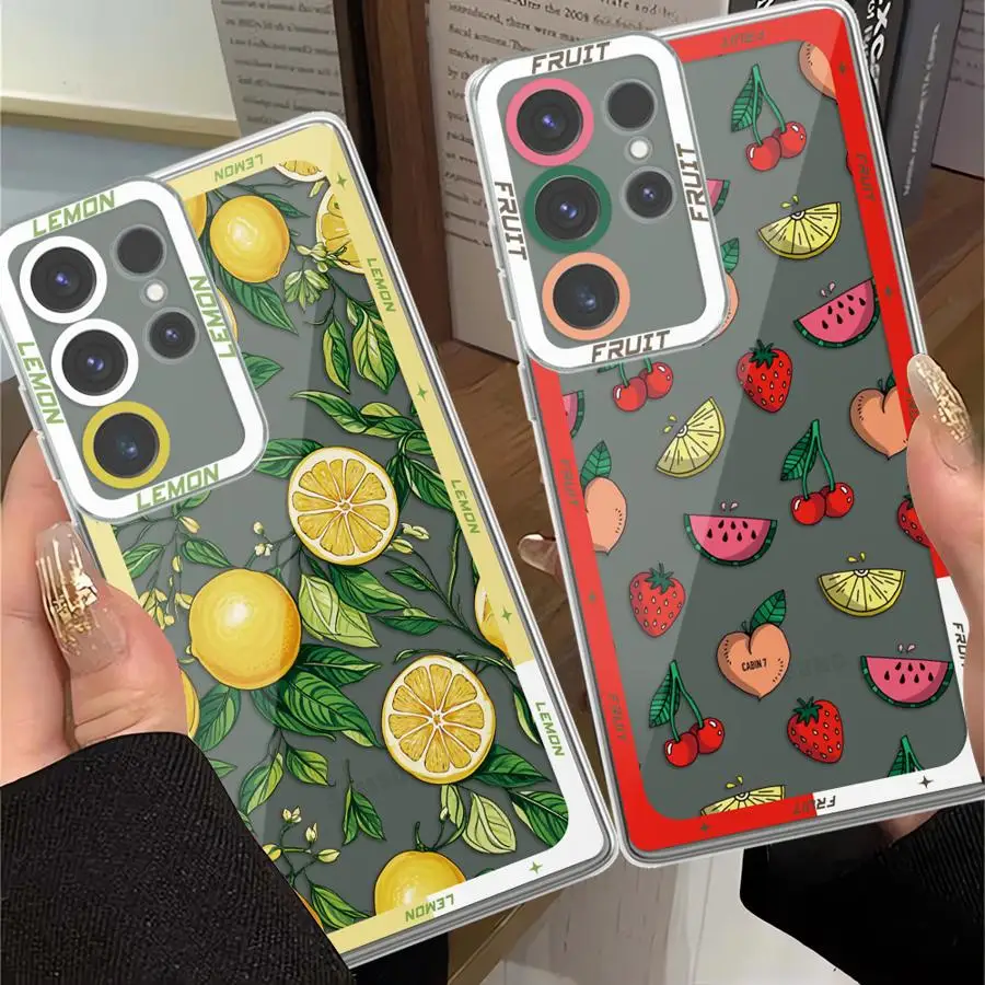 Fruit Lemon Cherry Case for Samsung Galaxy S23 S24 Ultra S20 S21 S22 FE Note 10 20 Ultra S23FE S21+ Soft Phone Cover Capa