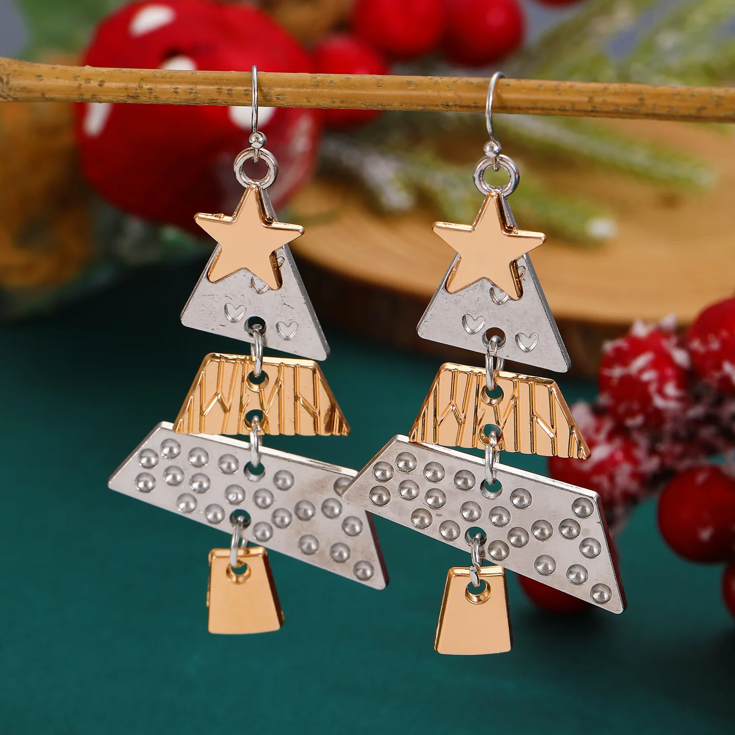 Splicing Together Christmas Earrings For Women Gifts New Trendy Statement Star Tree Earring New Year Holiday Jewelry Girls