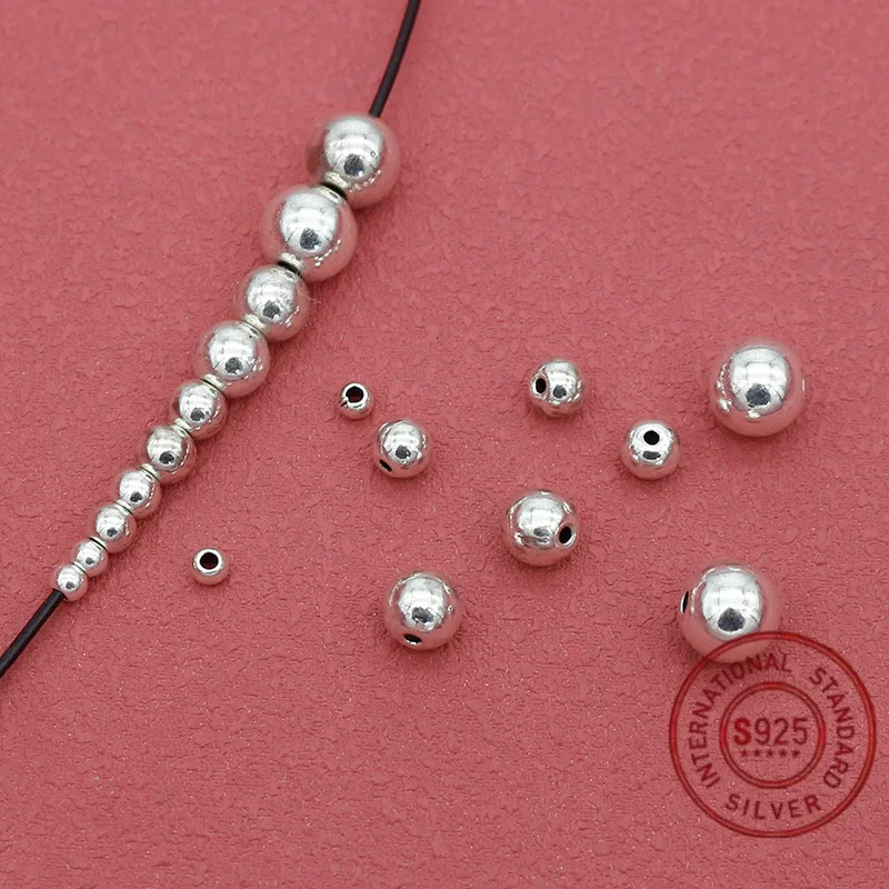 Tibetan silver smooth round loose beads 3/4/5 /6/8mm simple round beads spacer beads DIY bracelet pendant jewelry - Detail 1