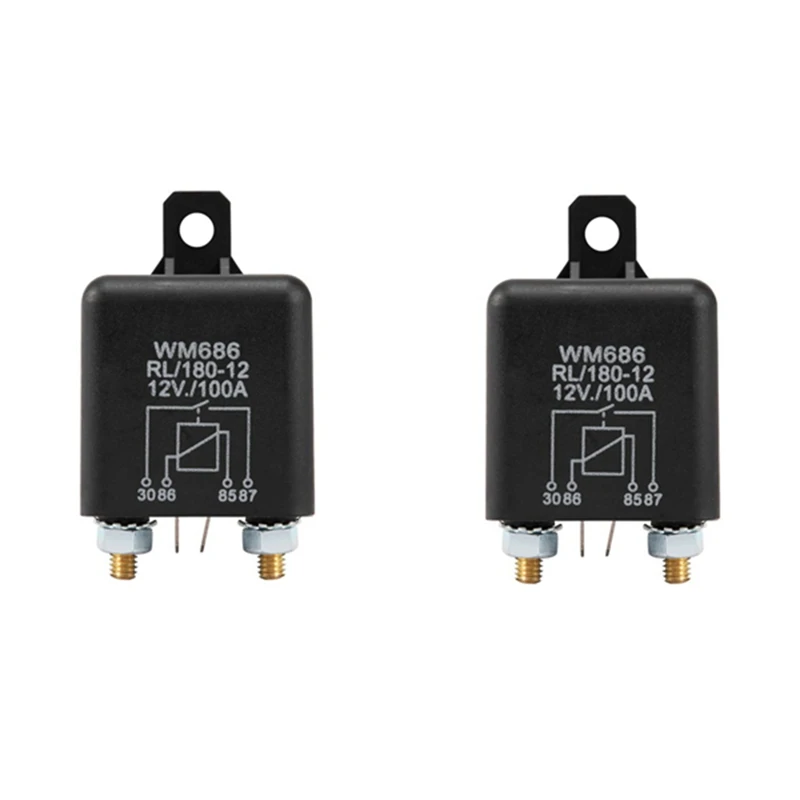 2 Pcs 12V 100Amp 4-Pin Heavy Duty ON/OFF Switch Split Charge Relay For Auto Boat Van Black Spare Parts