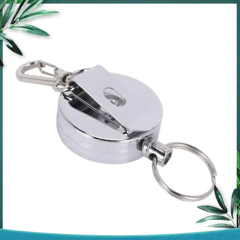 YSS-18 Pcs Stainless Silver Retractable Key Chain Recoil Keyring Heavy Duty Steel