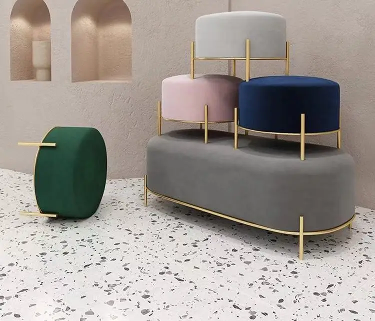 

Beauty Salon Barbershop Waiting Area Furniture Gold Metal Frame Leather Double Seats Room Chair