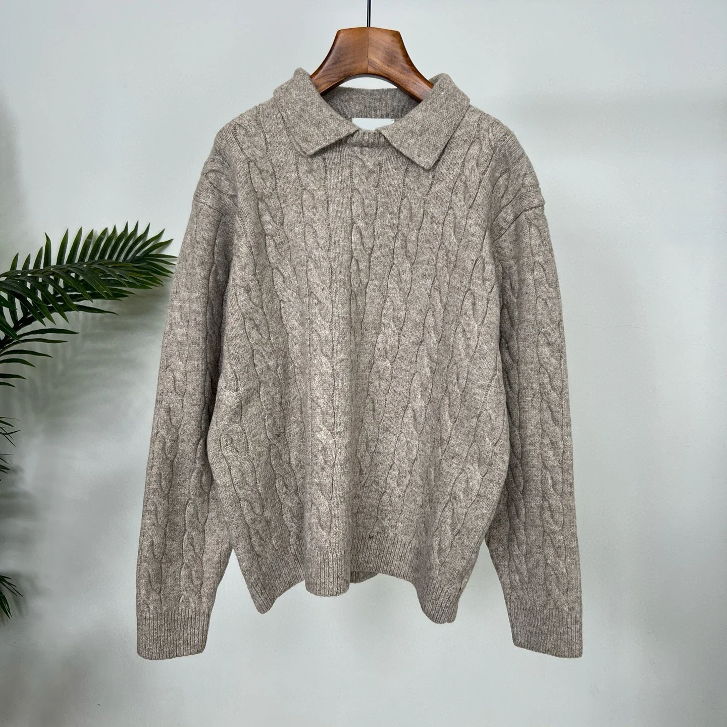 

BC Italian lapel twist knitted polo shirt