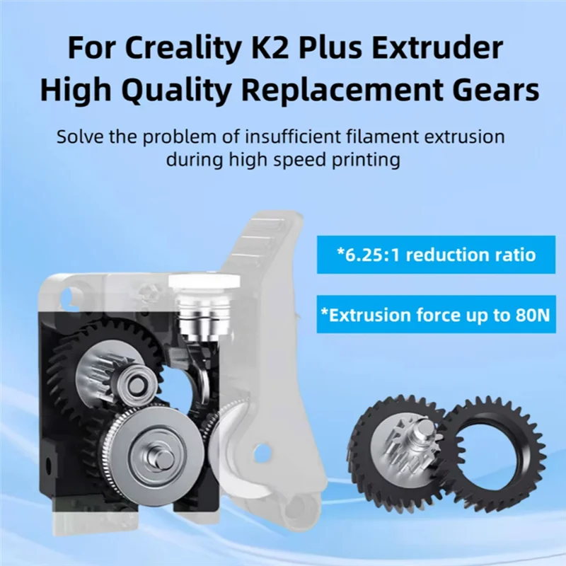 

A13E-2 комплекта для экструдера Creality K2 Plus, цельнометаллическая приводная шестерня накаливания, высокая твердость, износное покрытие DLC для K2 Plus Gear