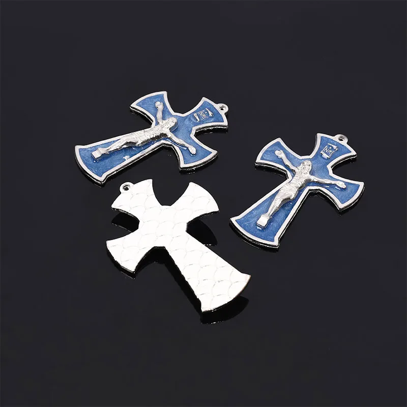 New Large Cross Pendant Jesus Figure Pendant Connector Catholic Large Rosary Center Medal