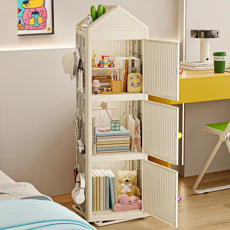 Children's rotating bookshelf Shelf Floor-to-ceiling removable bookcase Snack toy locker Book