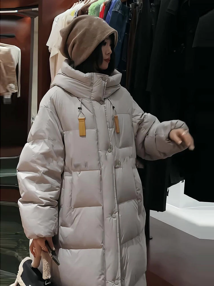 Waterproof 90% White Duck Down Jacket Women New Women Loose Long Feather Puffer Coat Hooded Winter Thick Female Overcoat