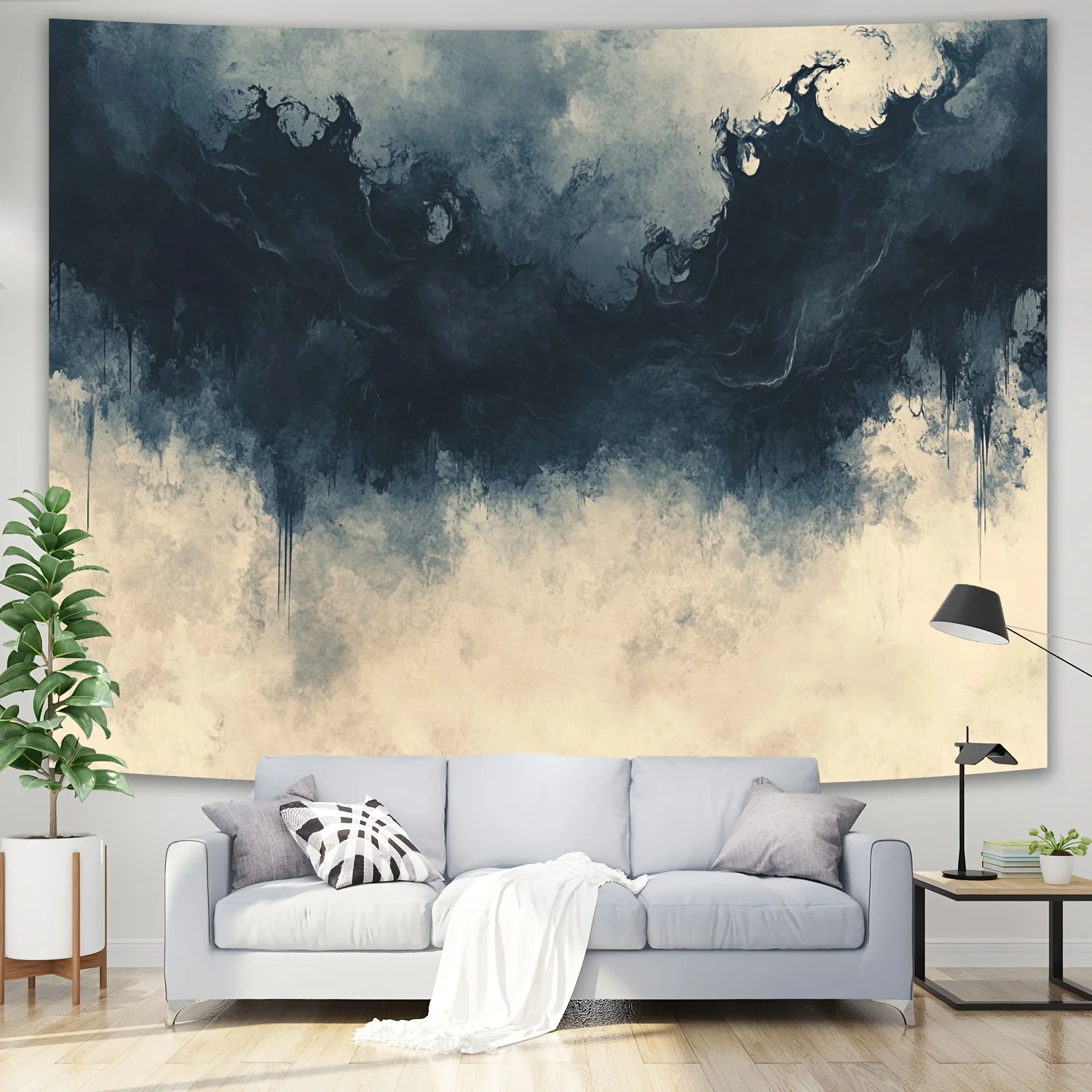 1pc tapeçaria mística mariana trincheira-azul escuro e dourado arte do oceano giratório, suspensão de parede de poliéster para sala de estar, sala de jogos