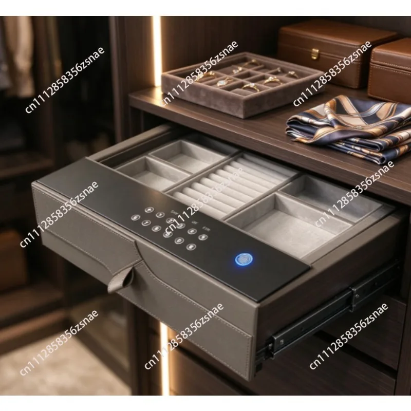 For  Whol-esale Sm-art Concealed Drawer Box Safe Cashier Built in Fingerprint Password Deposit Safe Box Drawer Wardrobe Fittings