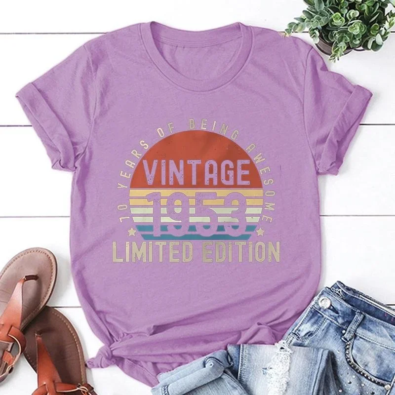 Women Fashion Summer T Shirts vintage 1953 Print T-Shirts Women Short Sleeve Casual T Shirts Tops