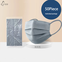Adult Disposable Face Masks 50PCS Gray Non-woven 3 Layer Ply Filter Breathable Anti Dust Mouth Mask