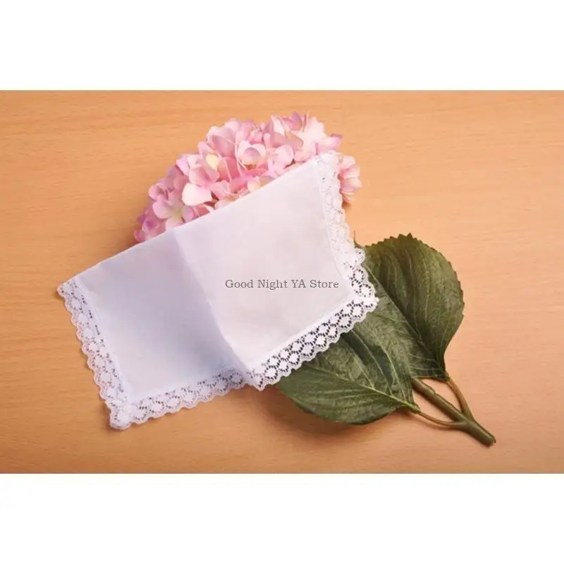 منديل هانكي المحمول للنساء من القطن والدانتيل فائق النعومة وقابل للغسل