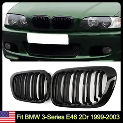 Double Slat Grill Grille for BMW E46  3 Series ABS Front Bumper Radiator Kidney Grilles 1998 1999 2000 2001 2Pcs