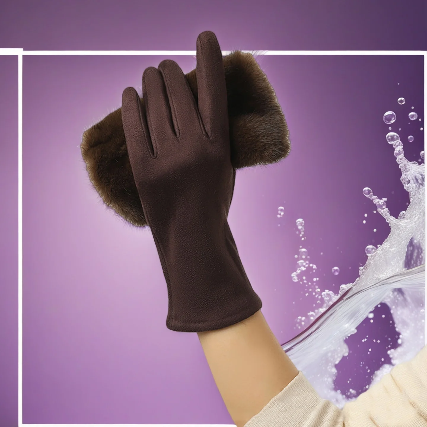 1 زوج الشتاء المرأة قفازات شاشة تعمل باللمس أرنب قفازات من الفرو سميكة الجلد المدبوغ قفازات دافئة ركوب النساء جهاز تدفئة محمول القفازات