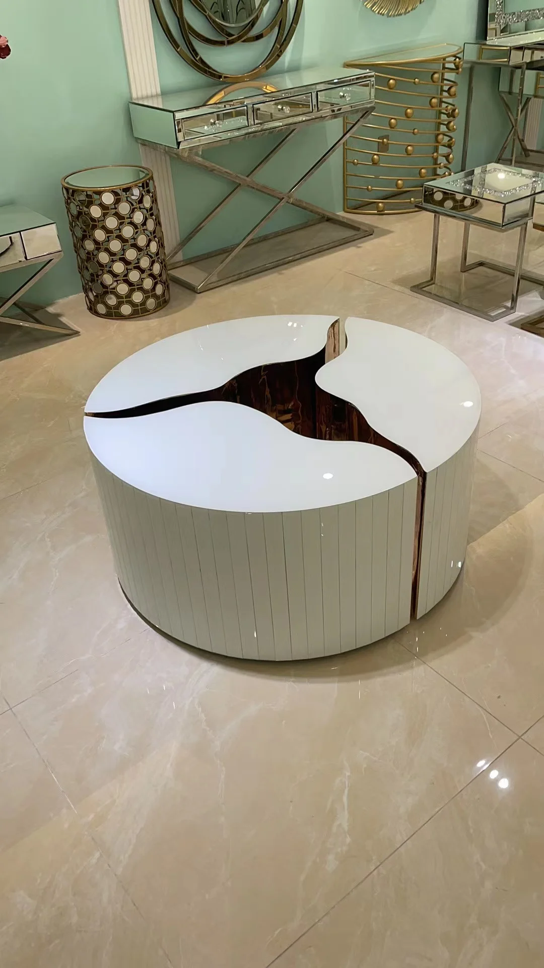 طاولات شاي مستطيلة مكونة من 3 قطع لغرفة المعيشة في الأماكن المغلقة مع مجموعة طاولة جانبية نهائية وطاولات قهوة معكوسة #4